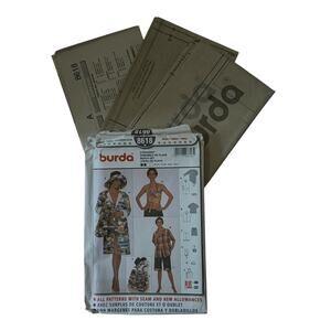 Burda 8618 Sewing Pattern Sizes 10 - 22 Beach Set Ladies Pool Swimming Coverup‎